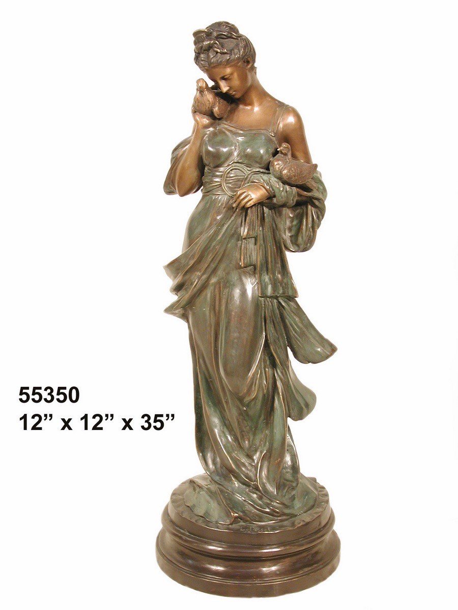 Bronze Lady with bird - Image 4