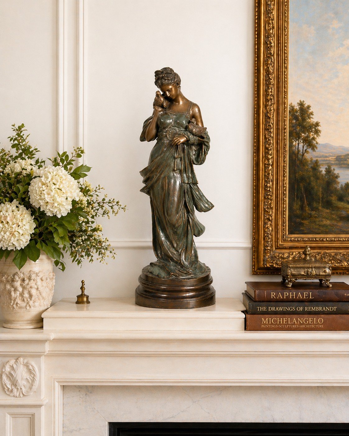 Bronze Lady with bird - Image 3