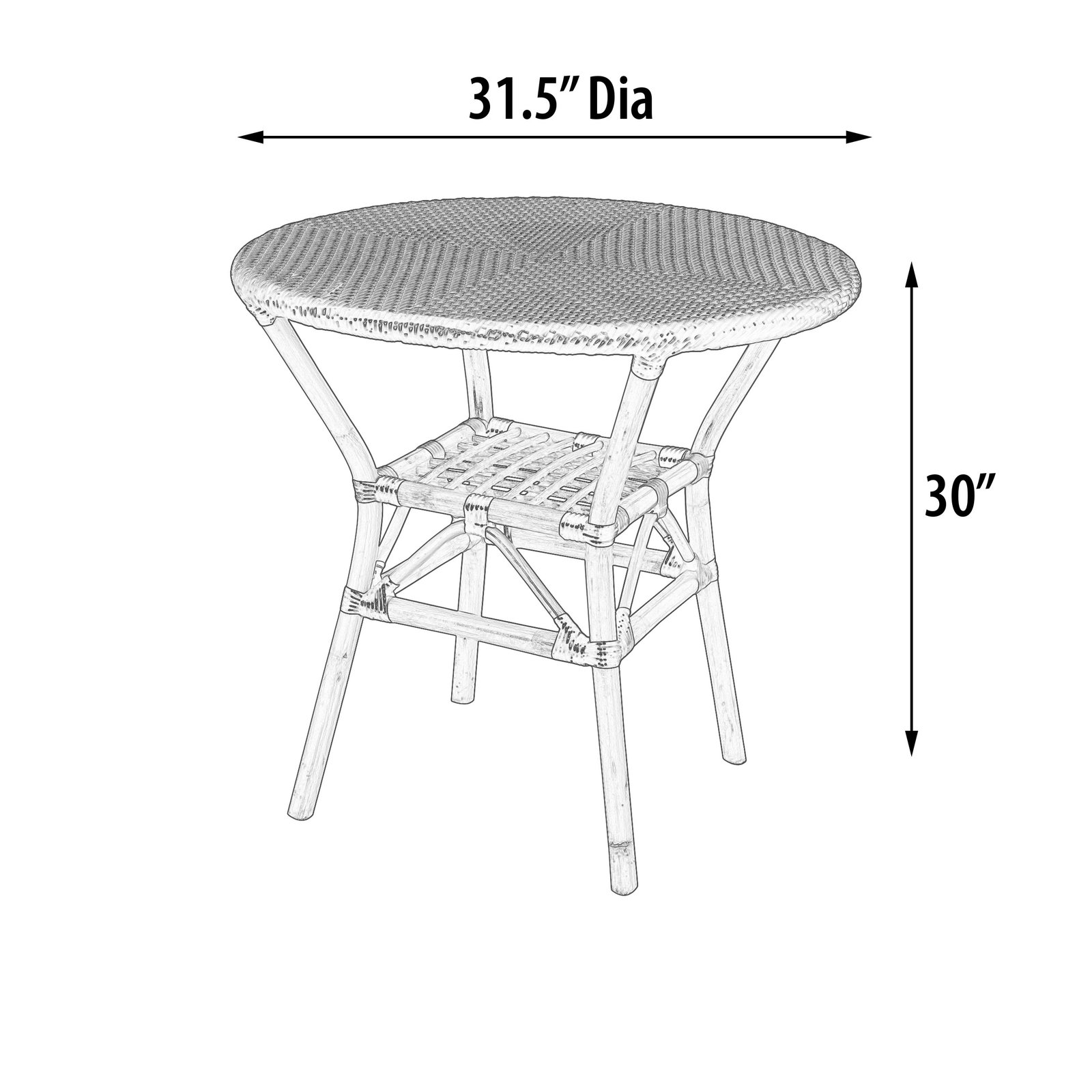 31.5 Inch Diameter Black Bistro Round Table - Image 6
