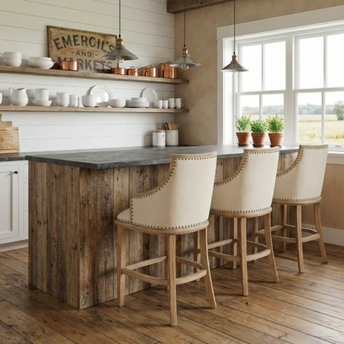 Farmhouse Curved Back Barrel Stool