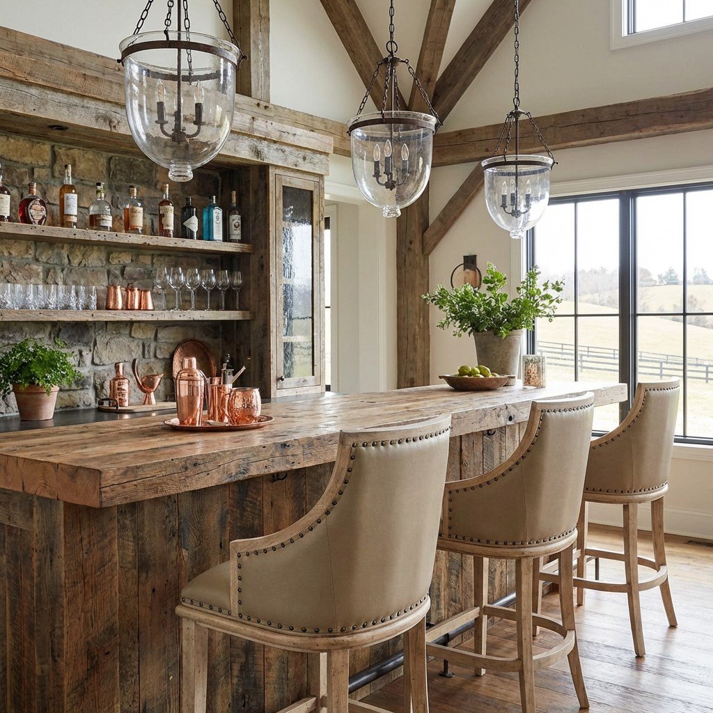 Faux Leather Farmhouse Barrel Barstool