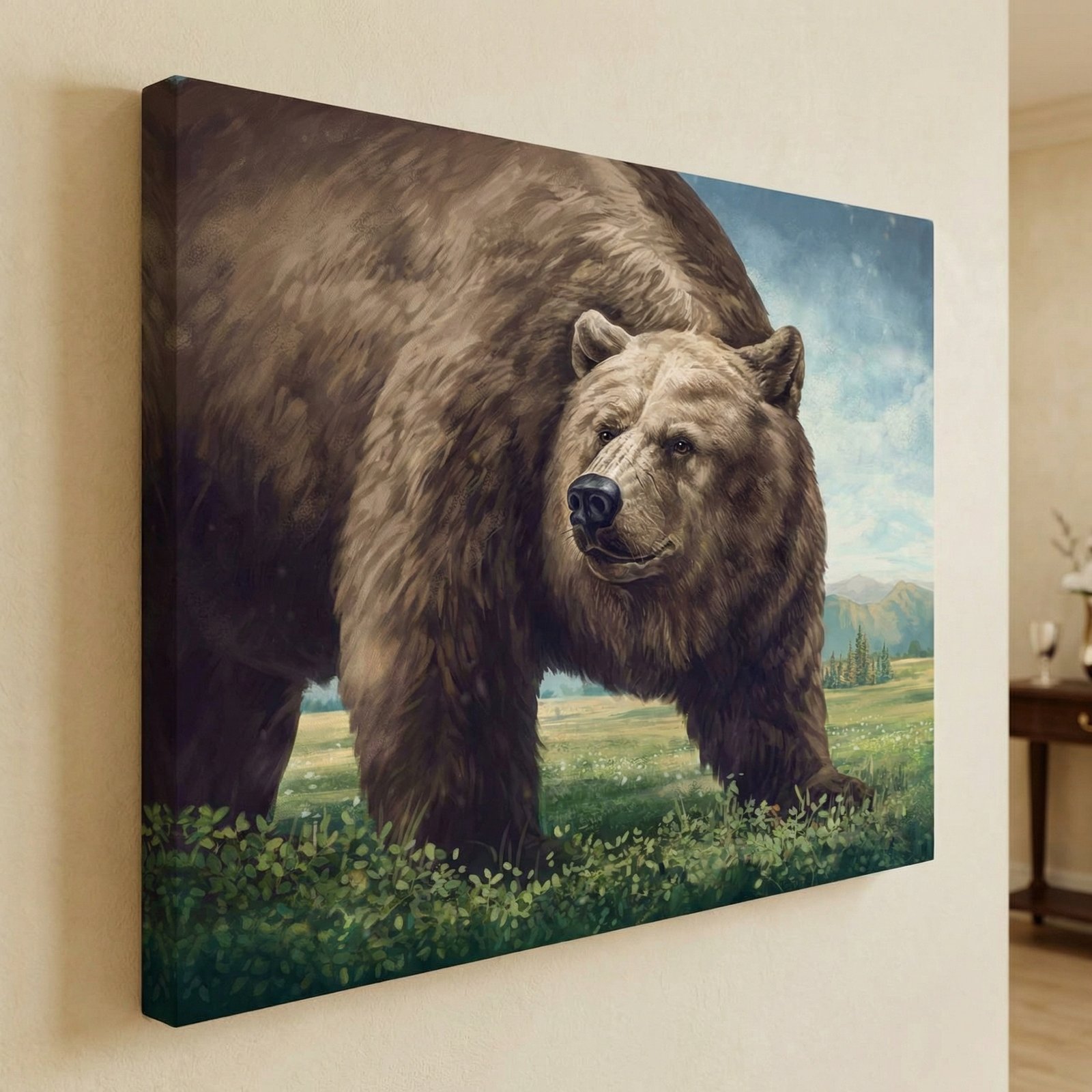 Brown Bear GCL3 36x48 Gallery Wrapped Hand Embellished Giclee Canvas