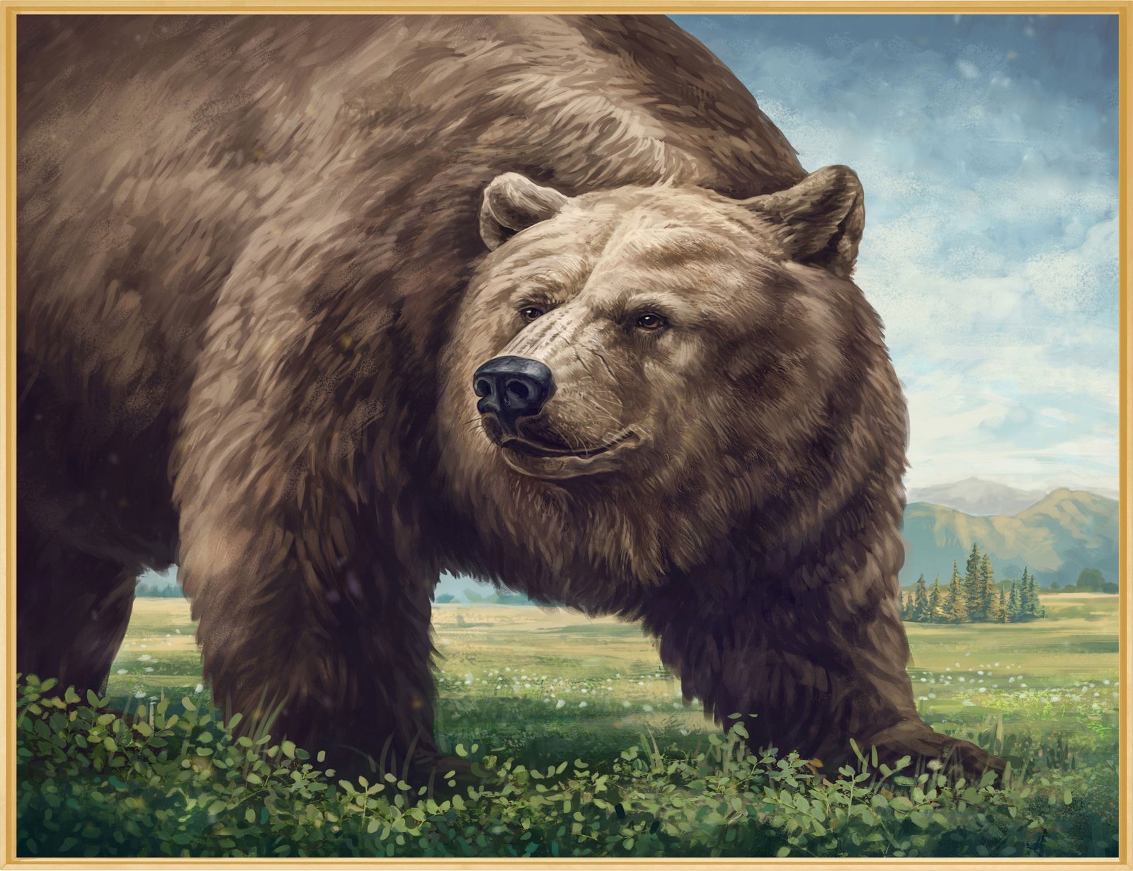 Brown Bear GCL3 36x48 Gallery Wrapped Hand Embellished Giclee Canvas - Image 4