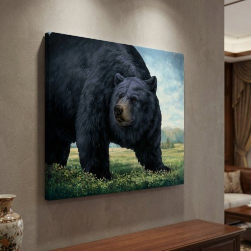 Black Bear  GCL3 36x48 Gallery Wrapped Hand Embellished Giclee Canvas