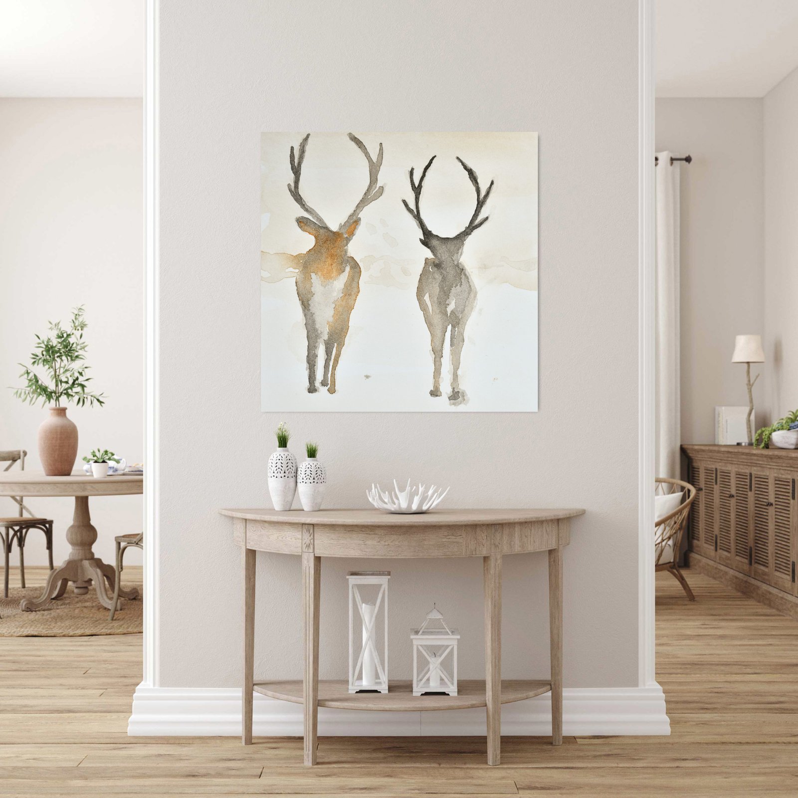 Two Deer Face 36x48 Gallery Wrapped Hand Embellished Giclee Canvas - Image 8