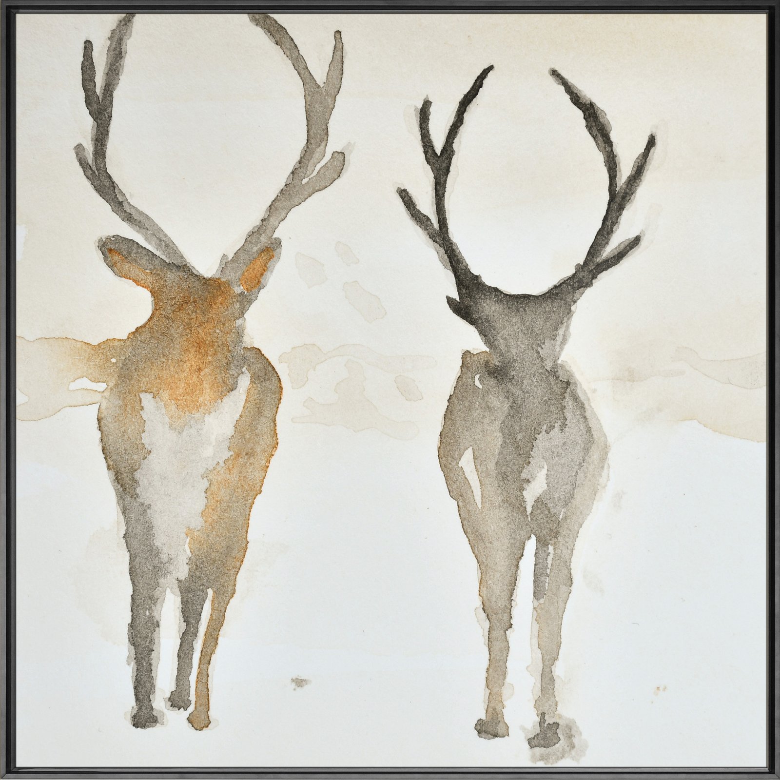 Two Deer Face 36x48 Gallery Wrapped Hand Embellished Giclee Canvas - Image 4