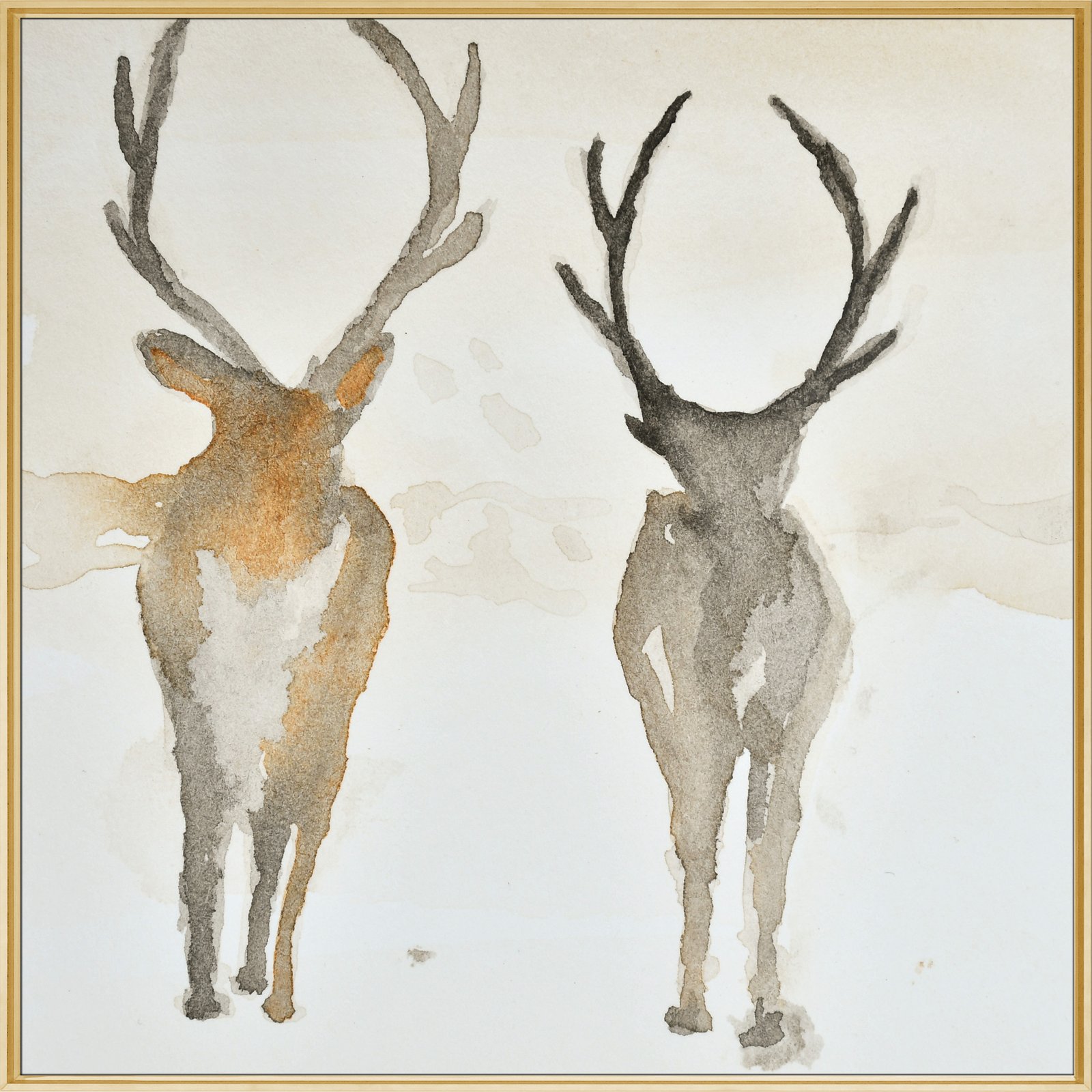 Two Deer Face 36x48 Gallery Wrapped Hand Embellished Giclee Canvas - Image 5