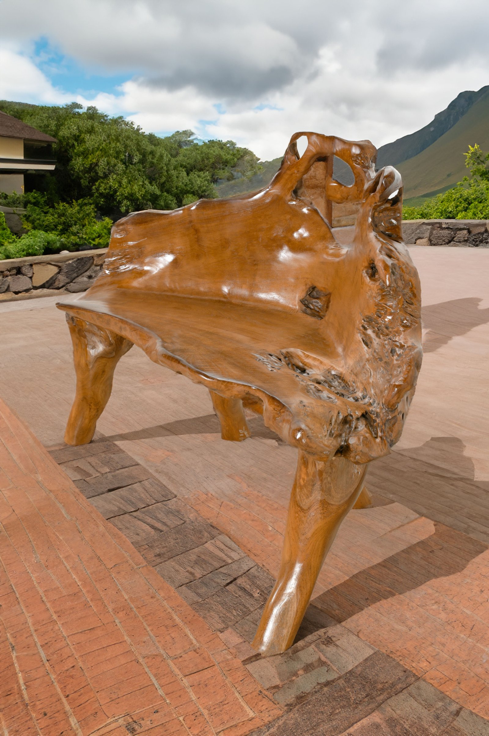 Teak Root Bench Medium 55"W x 20"D x 36"H