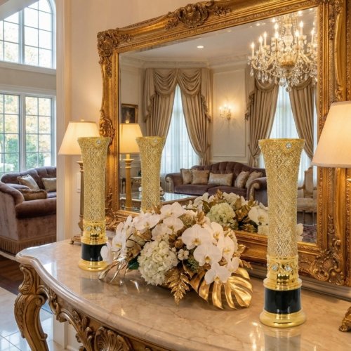 Czar Fluted Crystal Tall Table Vase 24H