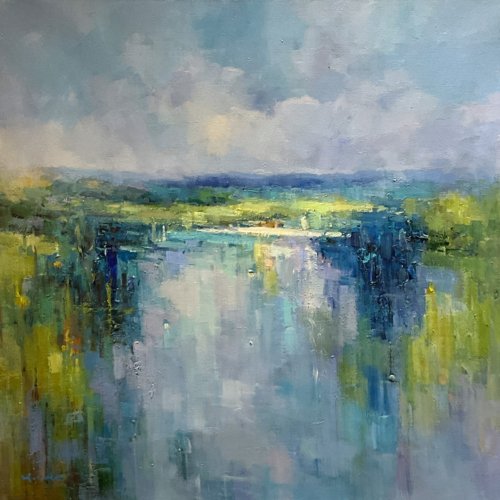 Abstract Landscape 36x48 Gallery Wrapped Hand Embellished Giclee Canvas