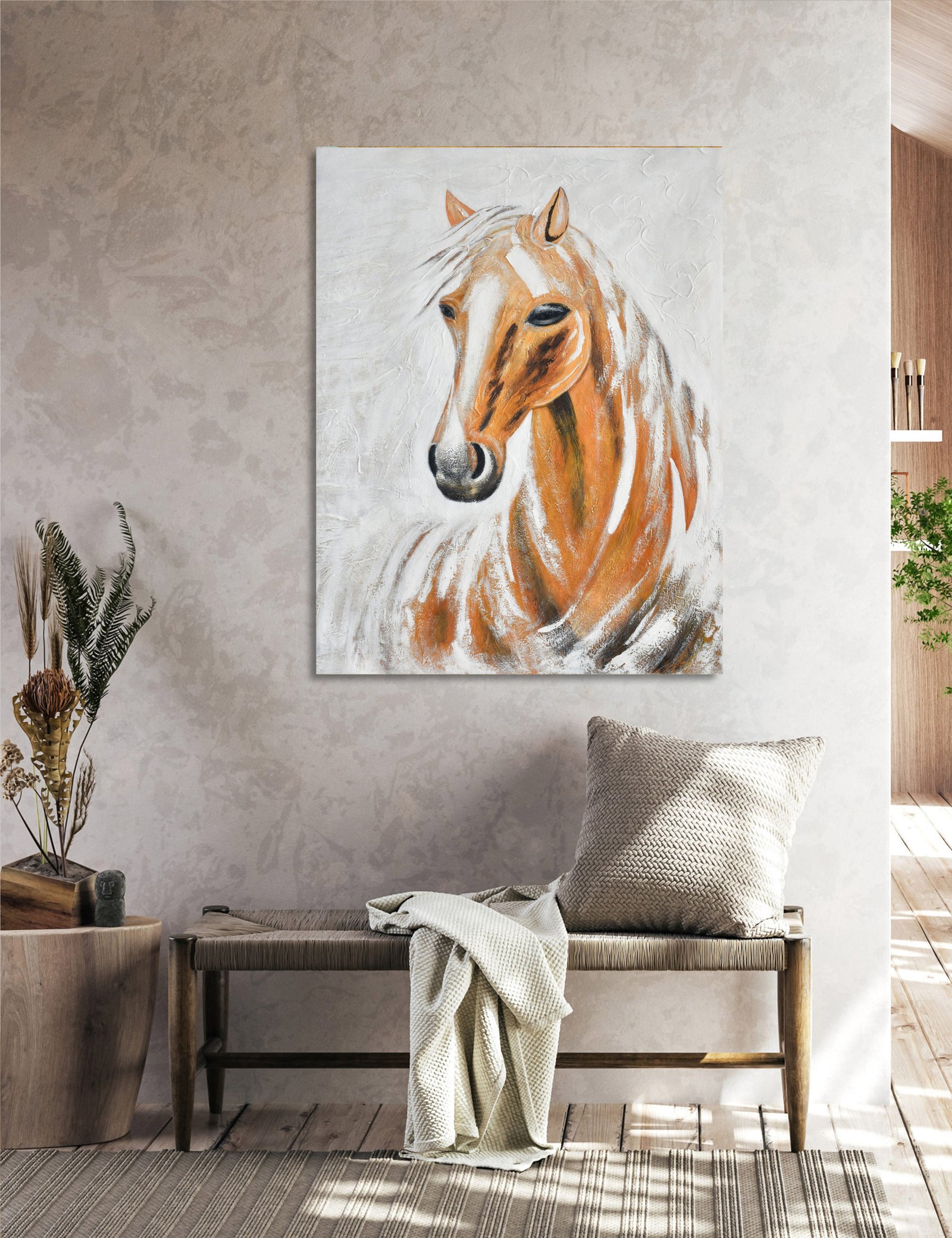 Orange Horse 36x48 Gallery Wrapped Hand Embellished Giclee Canvas - Image 5