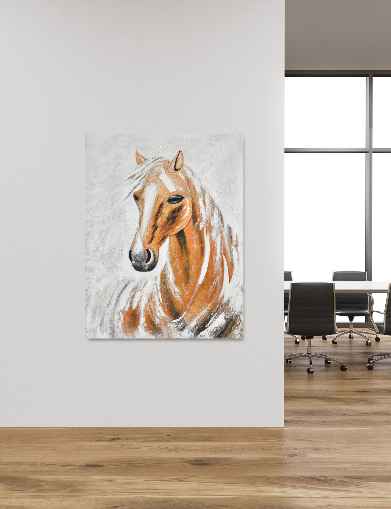 Orange Horse 36x48 Gallery Wrapped Hand Embellished Giclee Canvas - Image 6