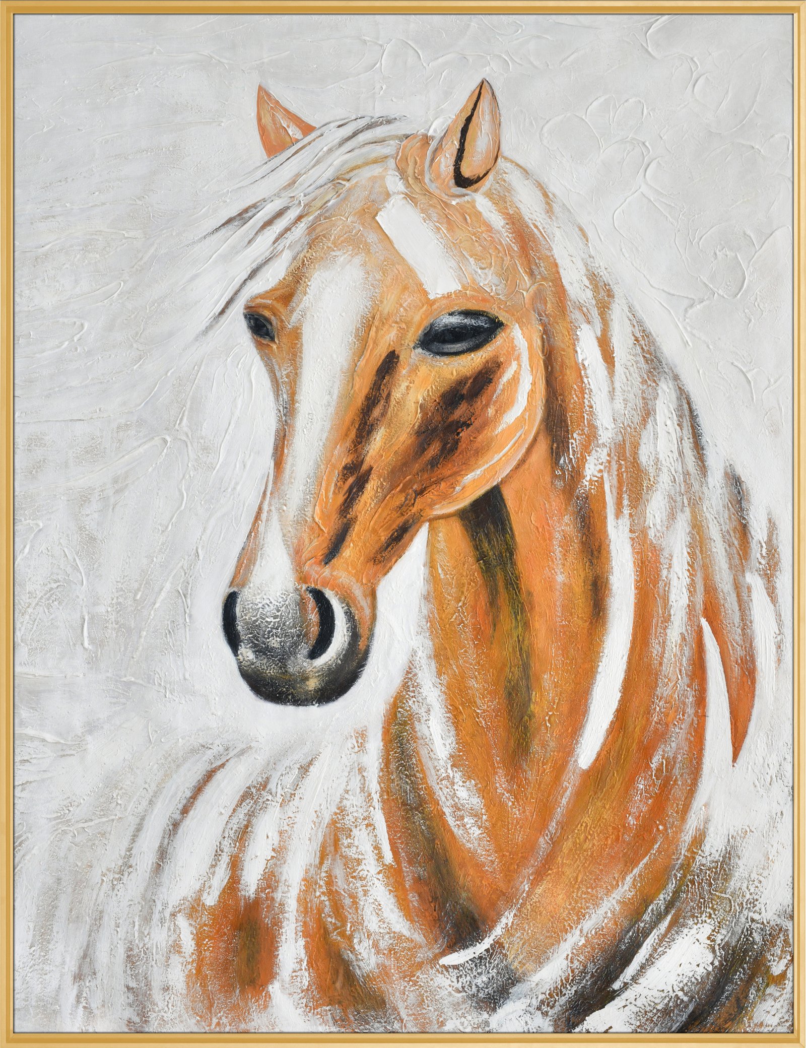Orange Horse 36x48 Gallery Wrapped Hand Embellished Giclee Canvas - Image 3