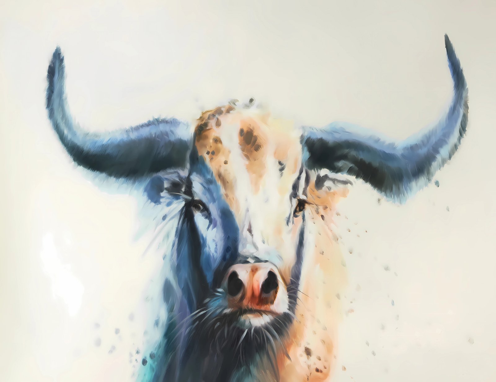 White Cow 36x48 Gallery Wrapped Hand Embellished Giclee Canvas