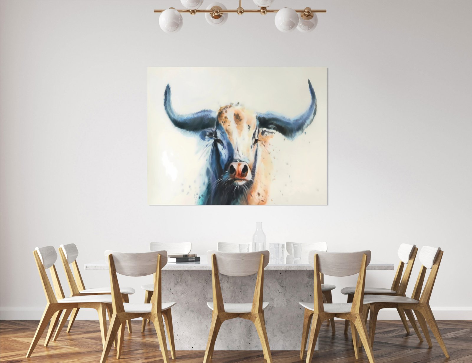 White Cow 36x48 Gallery Wrapped Hand Embellished Giclee Canvas - Image 3