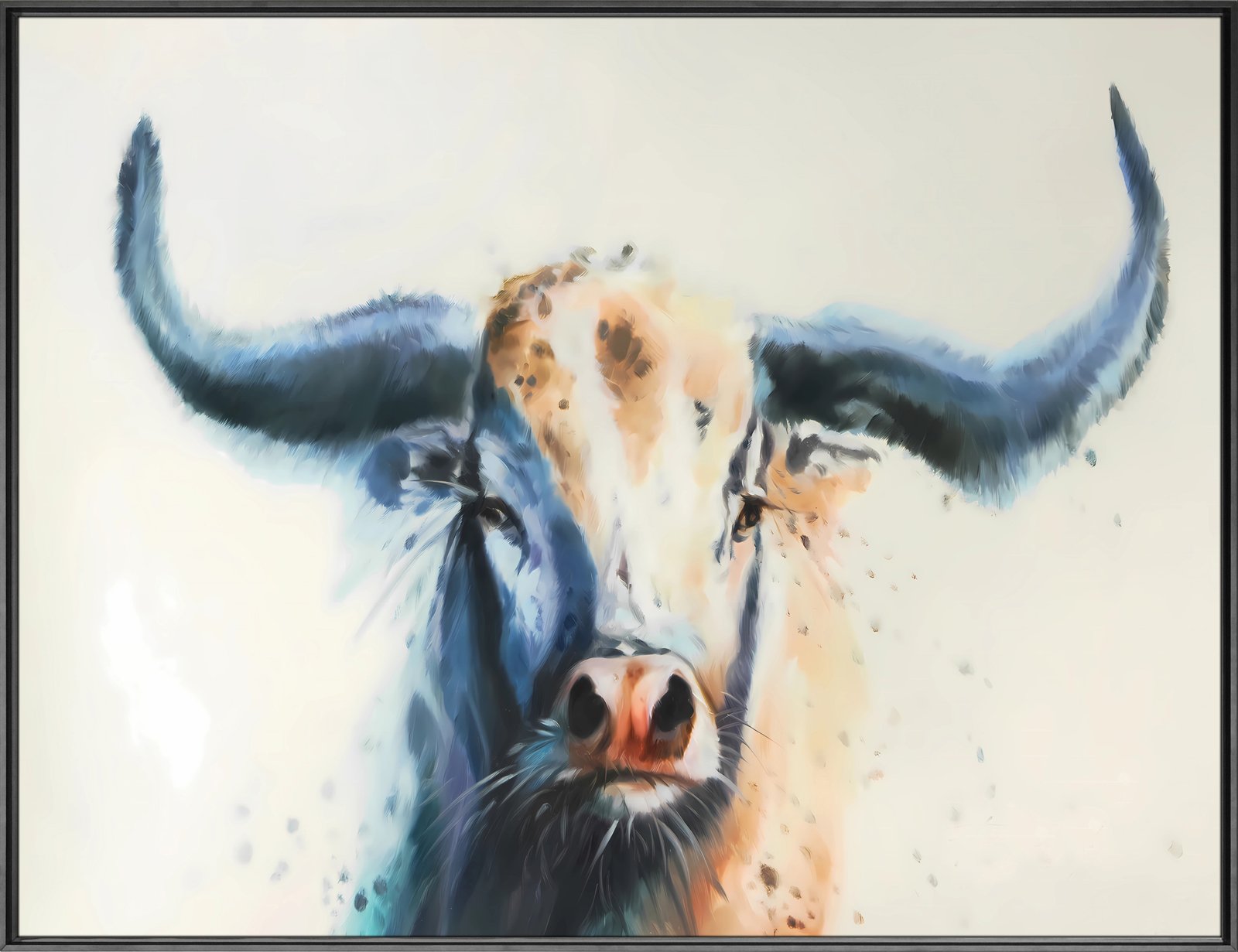 White Cow 36x48 Gallery Wrapped Hand Embellished Giclee Canvas - Image 4