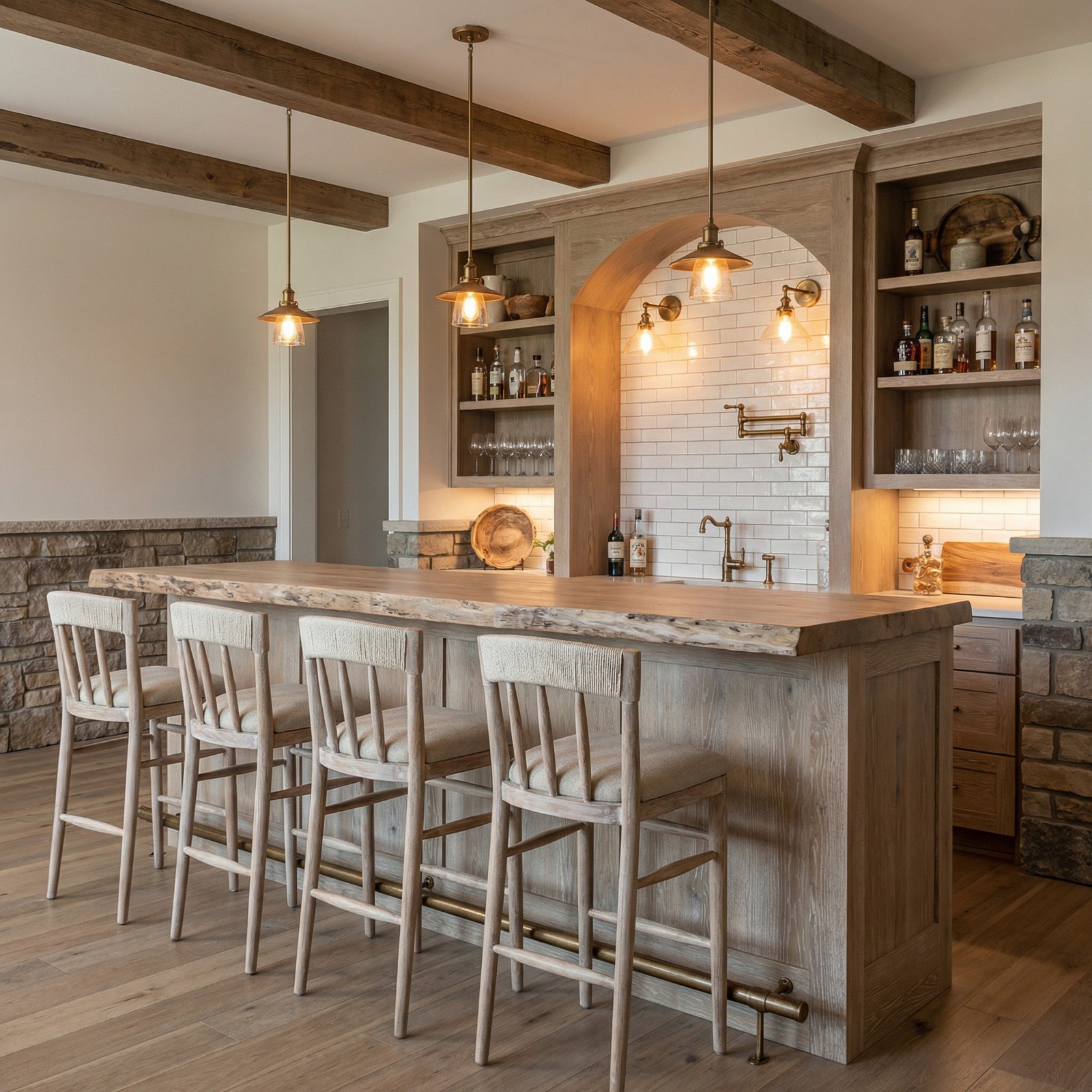 Alto Back Barstool White Wash