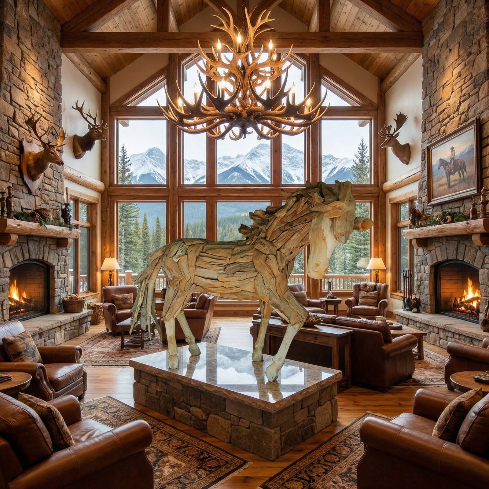 Handcrafted Life Size Teak Root Horse