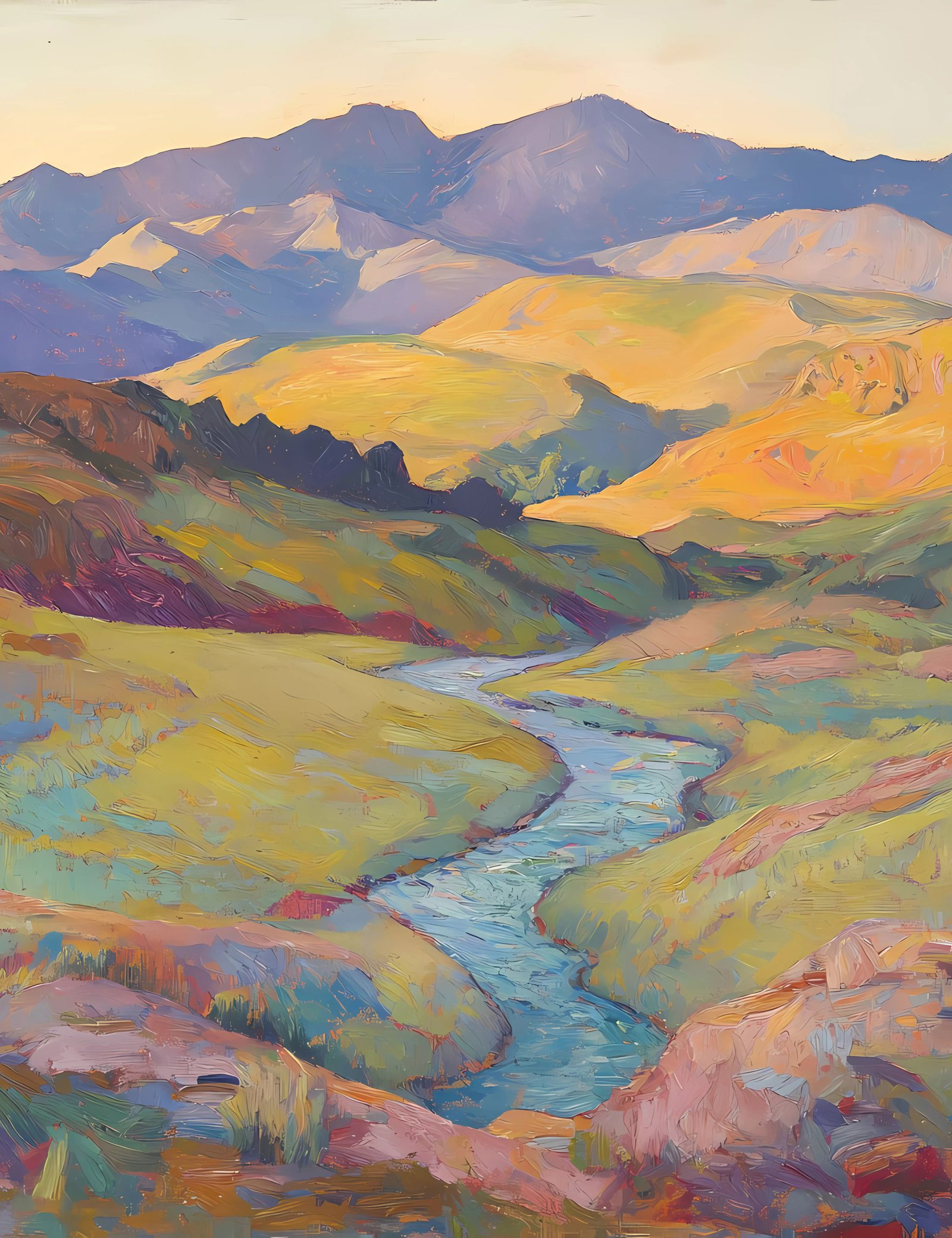 Mountain Landscape 36x48 Gallery Wrapped Hand Embellished Giclee Canvas