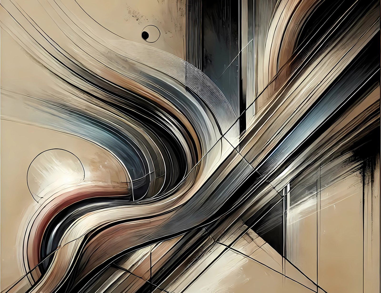 Beige Lined Abstract 36x48 Gallery Wrapped Hand Embellished Giclee Canvas