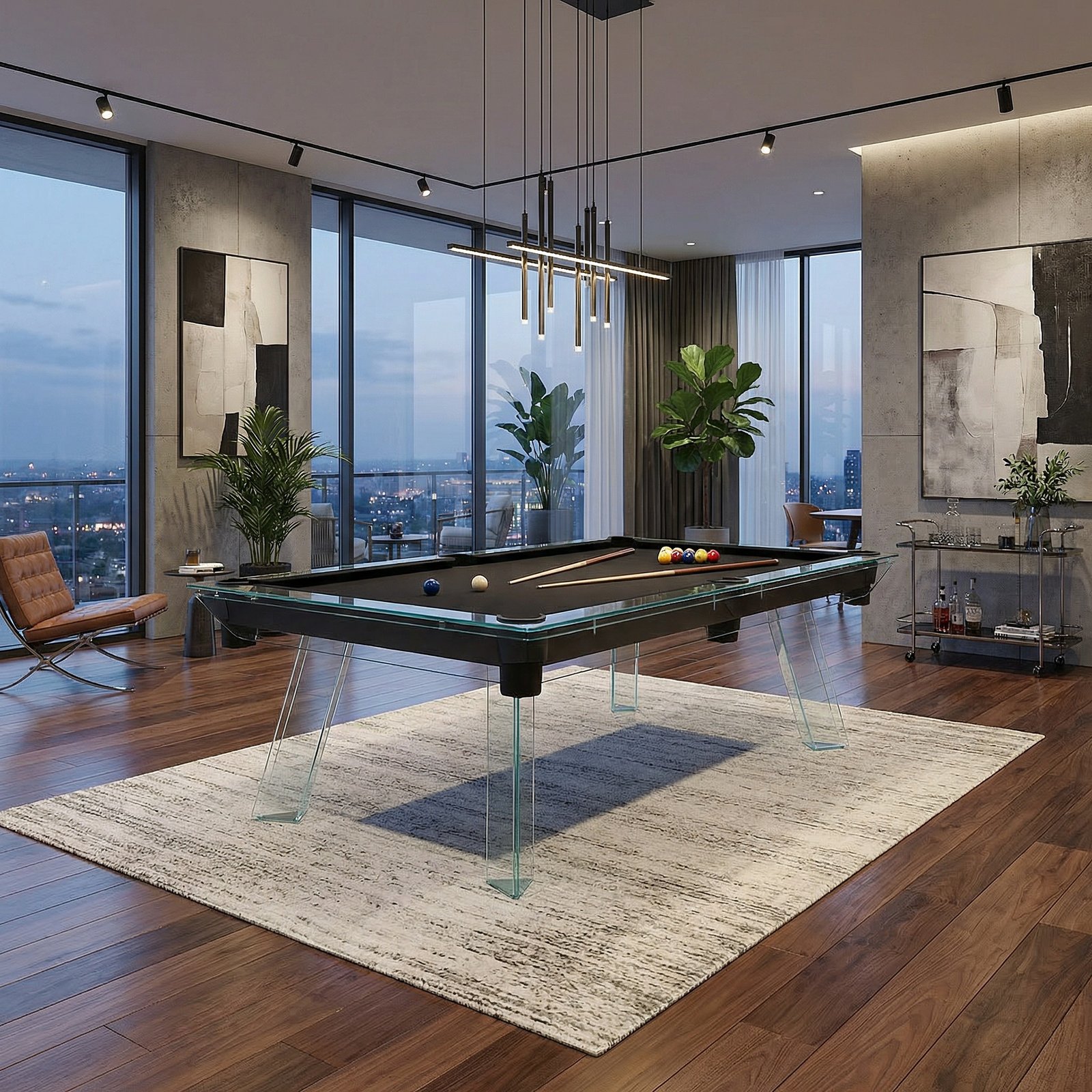Crystal Glass Modern Pool Table