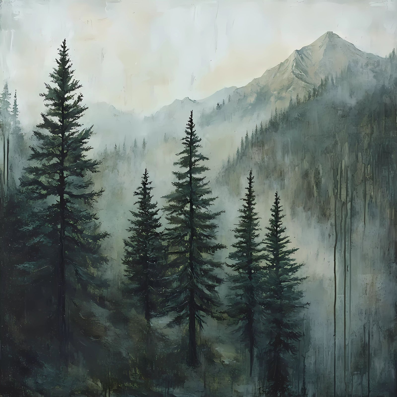 Forest Trees 2 36x48 Gallery Wrapped Hand Embellished Giclee Canvas