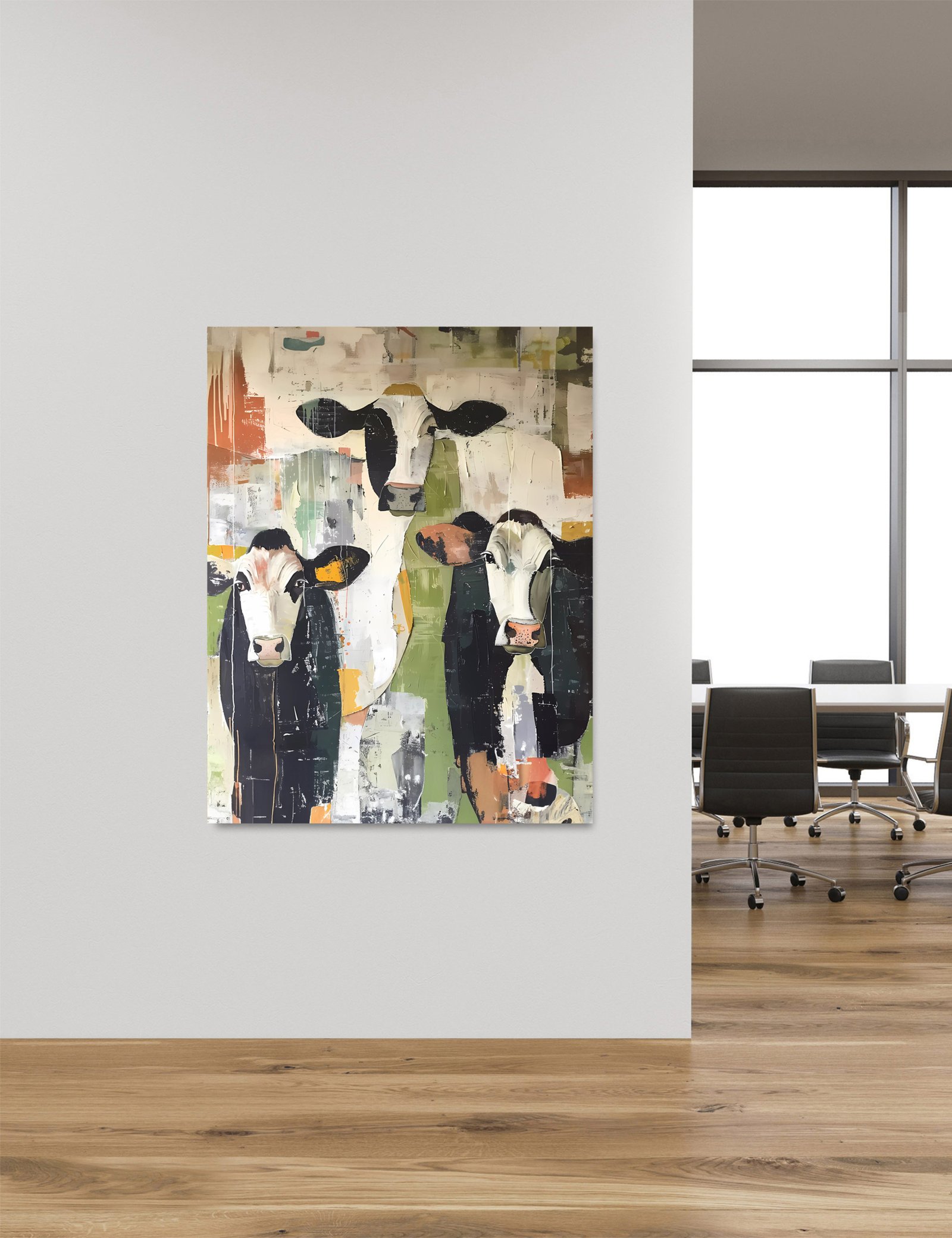 Three Cows 36x48 Gallery Wrapped Hand Embellished Giclee Canvas - Image 5