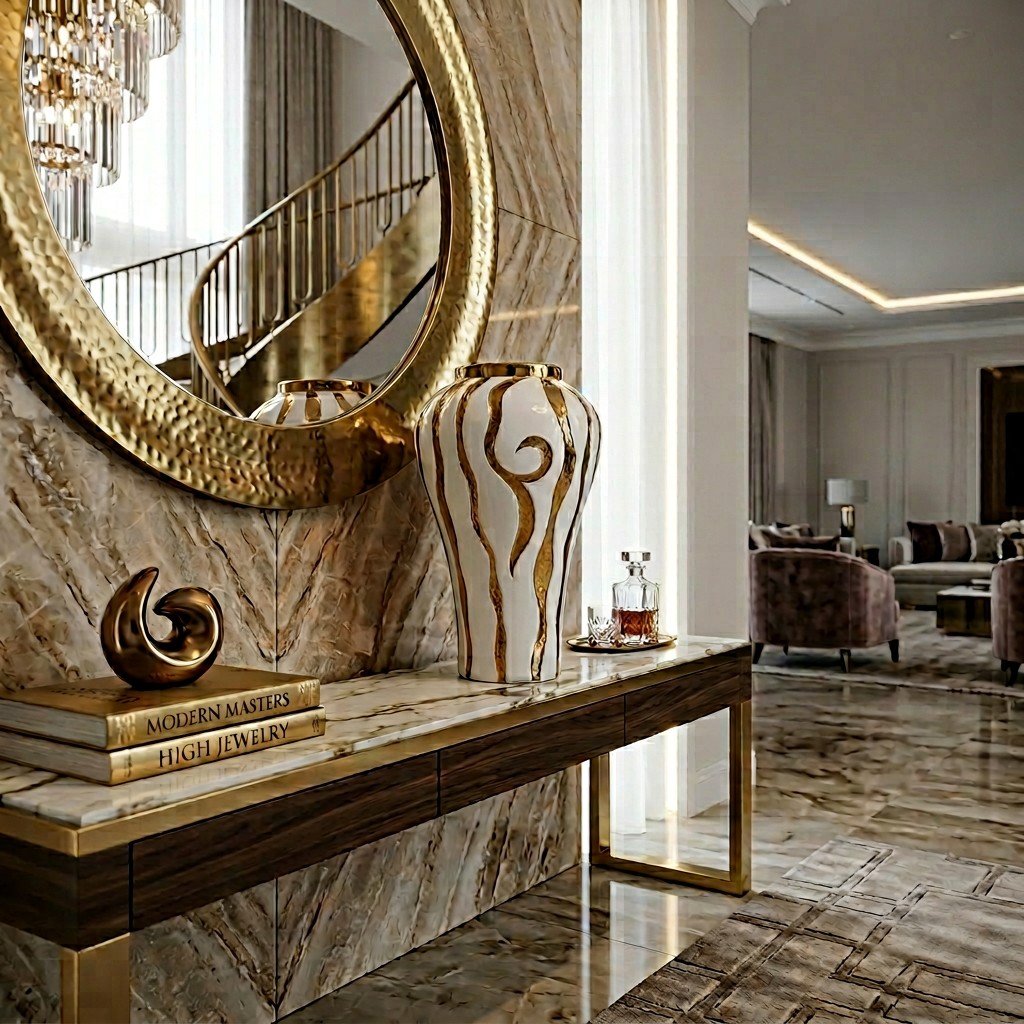 Golden Zebra with White Vase