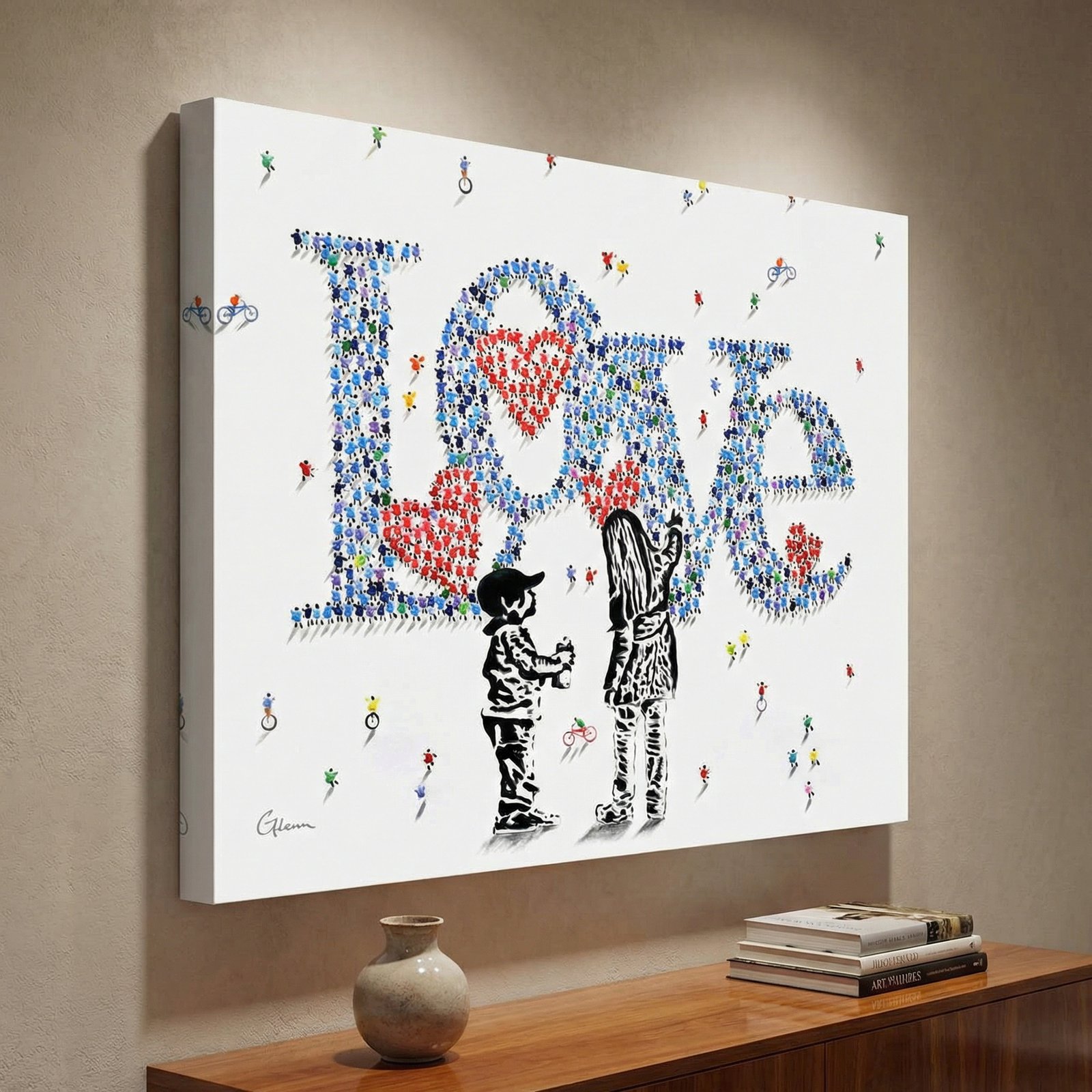 Love 36x48 Gallery Wrapped Hand Embellished Giclee Canvas