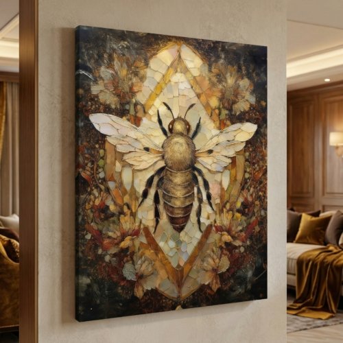 Bee 36x48 Gallery Wrapped Hand Embellished Giclee Canvas