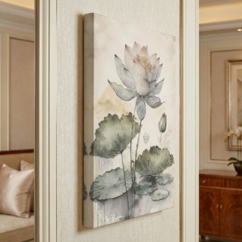 Artistic Lotus Flower 36x48 Gallery Wrapped Hand Embellished Giclee Canvas