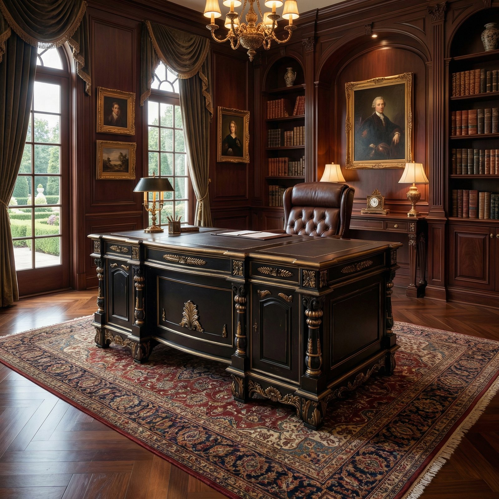 Black Mahogany Monarch Executive Desk