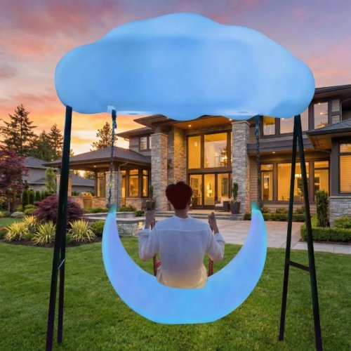 LED Color Changing Moon and Cloud Swing