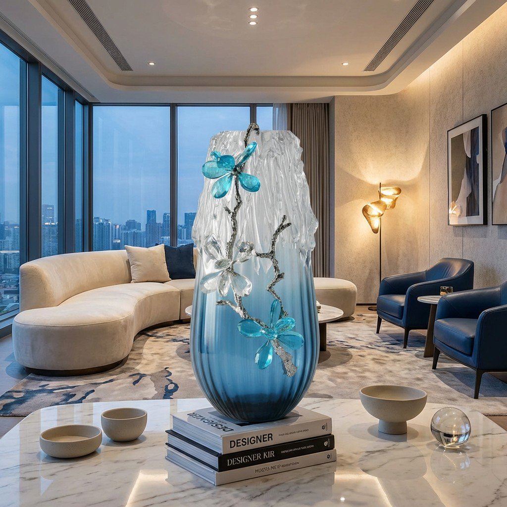 Frosted Glacier Bloom Vase 15"H