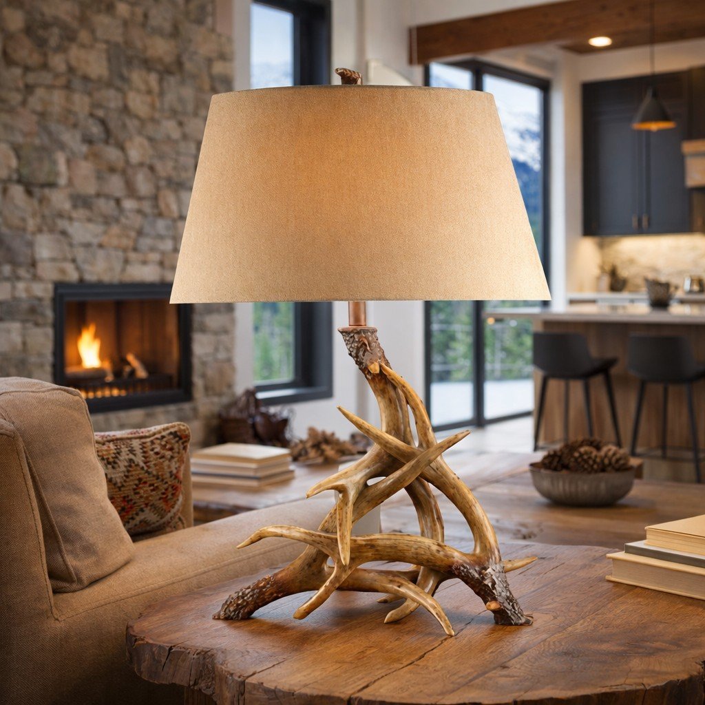Rustic Antler Table Lamp