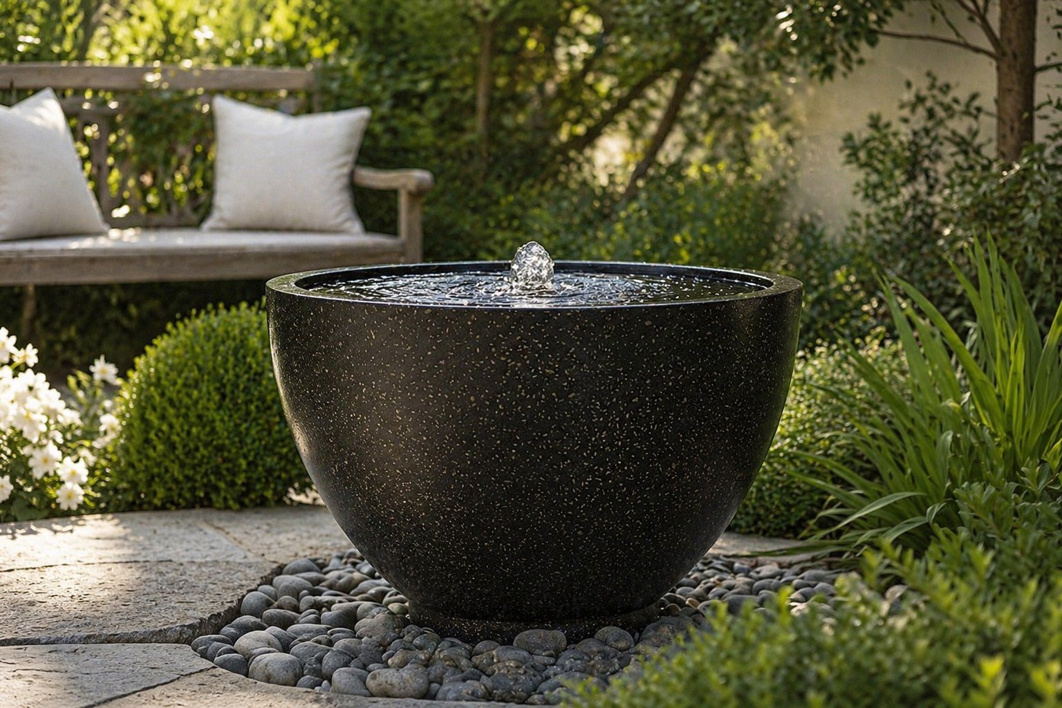 Black Terrazzo Bowl Fountain