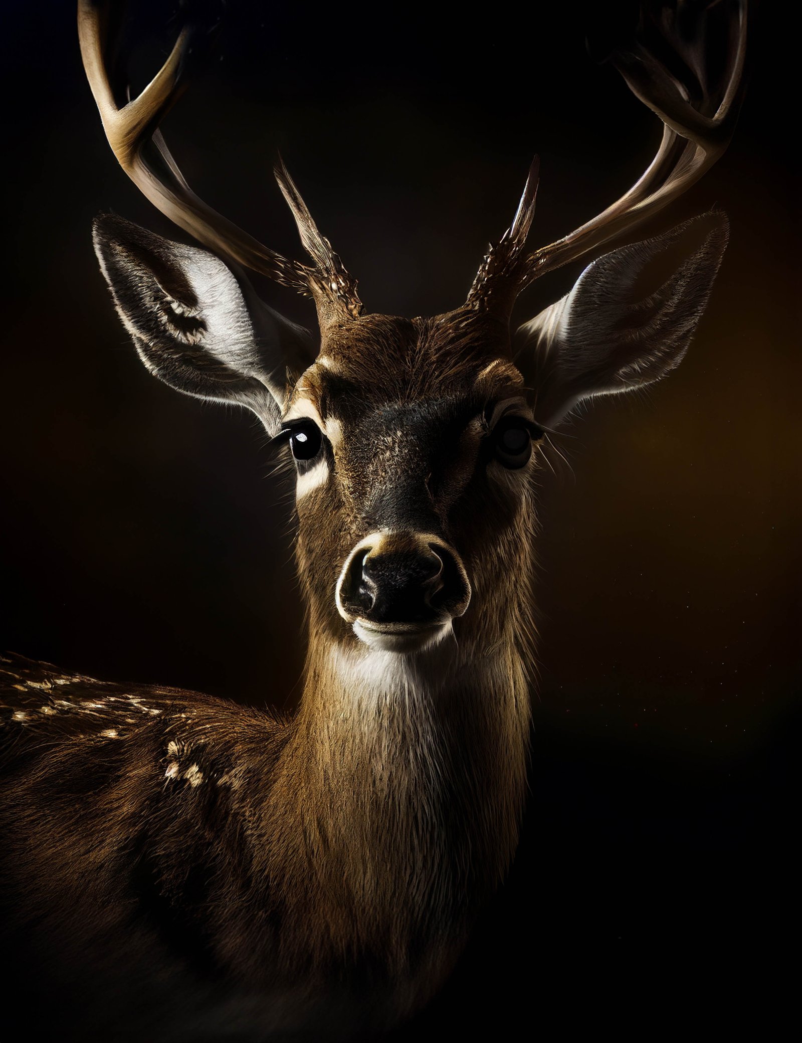 Noble Stag in Shadow 36x48 Gallery Wrapped Hand Embellished Giclee Canvas