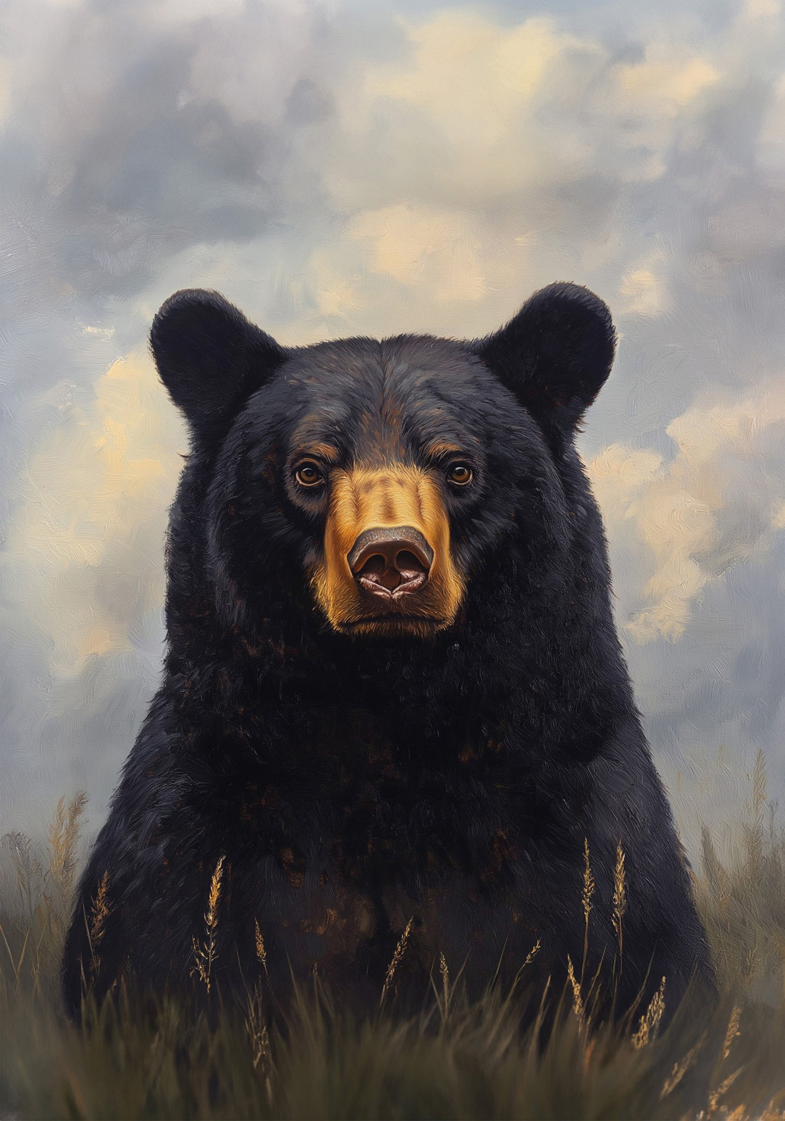 Black Bear Portrait 36x48 Gallery Wrapped Hand Embellished Giclee Canvas - Image 3