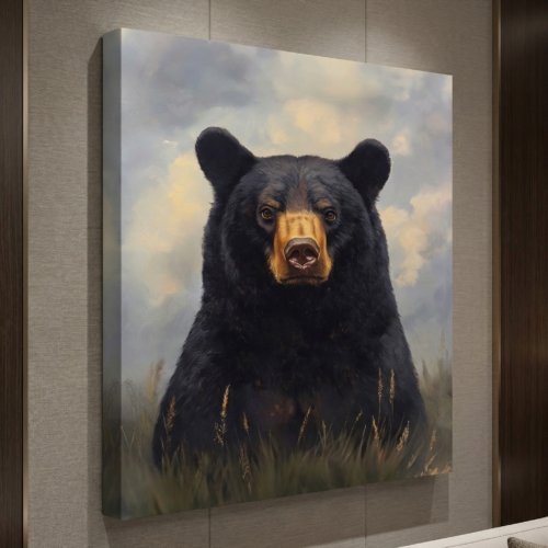 Black Bear Portrait 36x48 Gallery Wrapped Hand Embellished Giclee Canvas