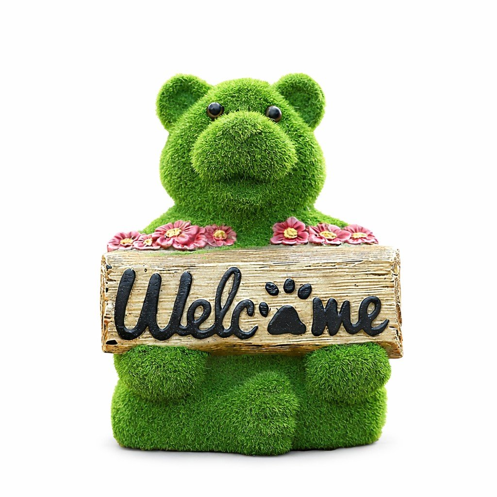 Green Turf Welcome Bear Sculpture