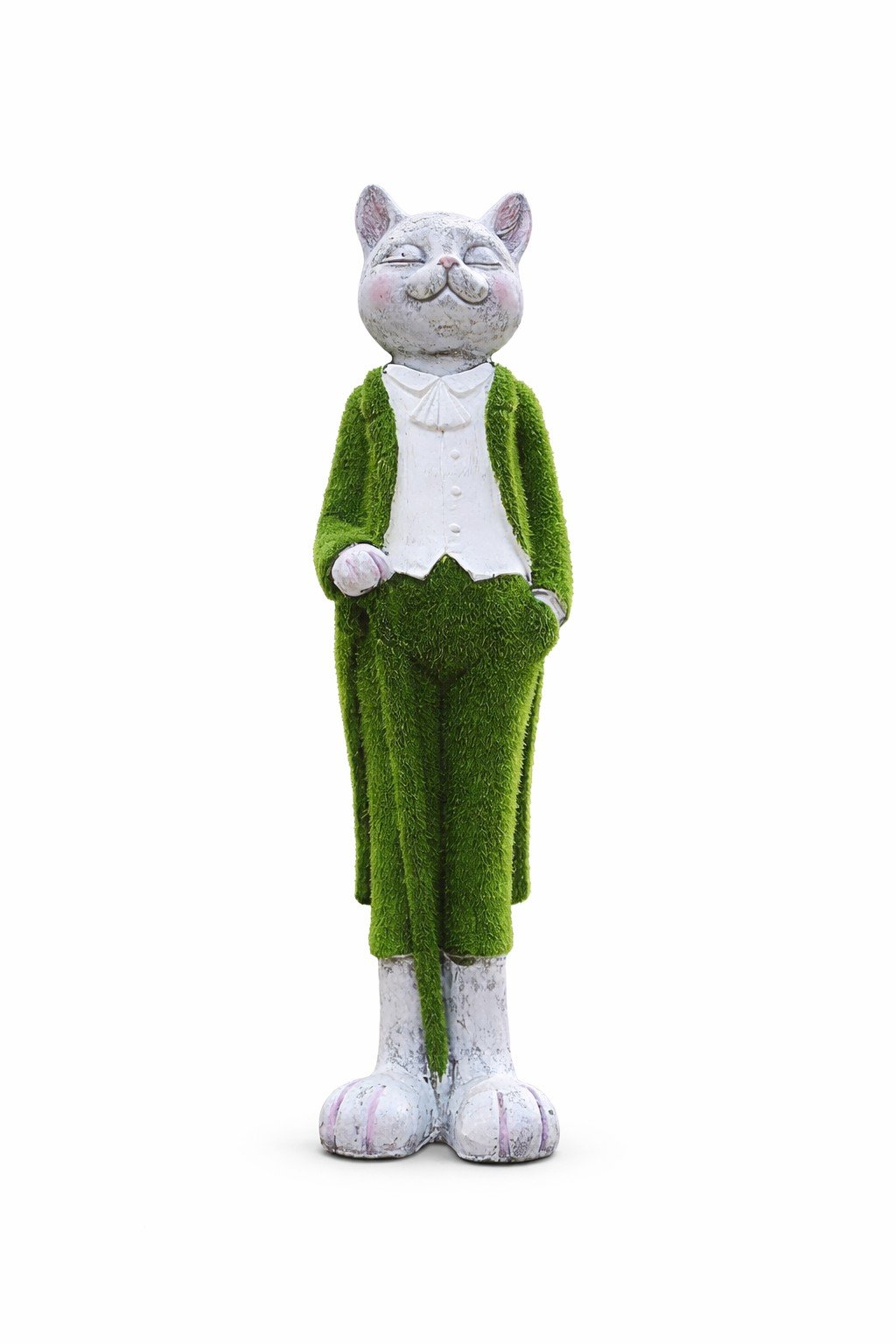 Green Turf Gentleman Cat Sculpture