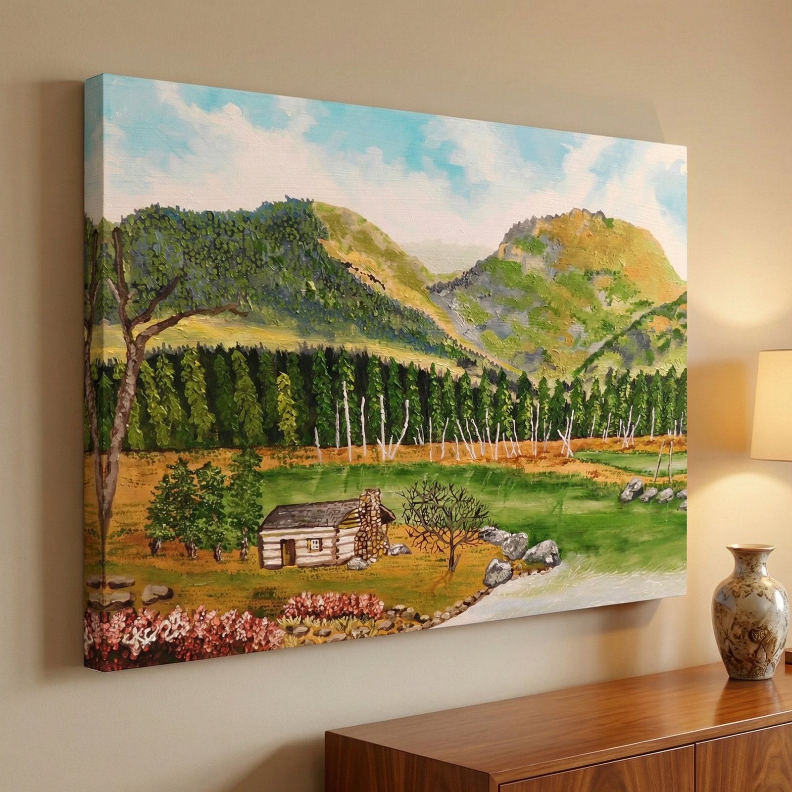 White House in the Valley 36x48 Gallery Wrapped Hand Embellished Giclee Canvas
