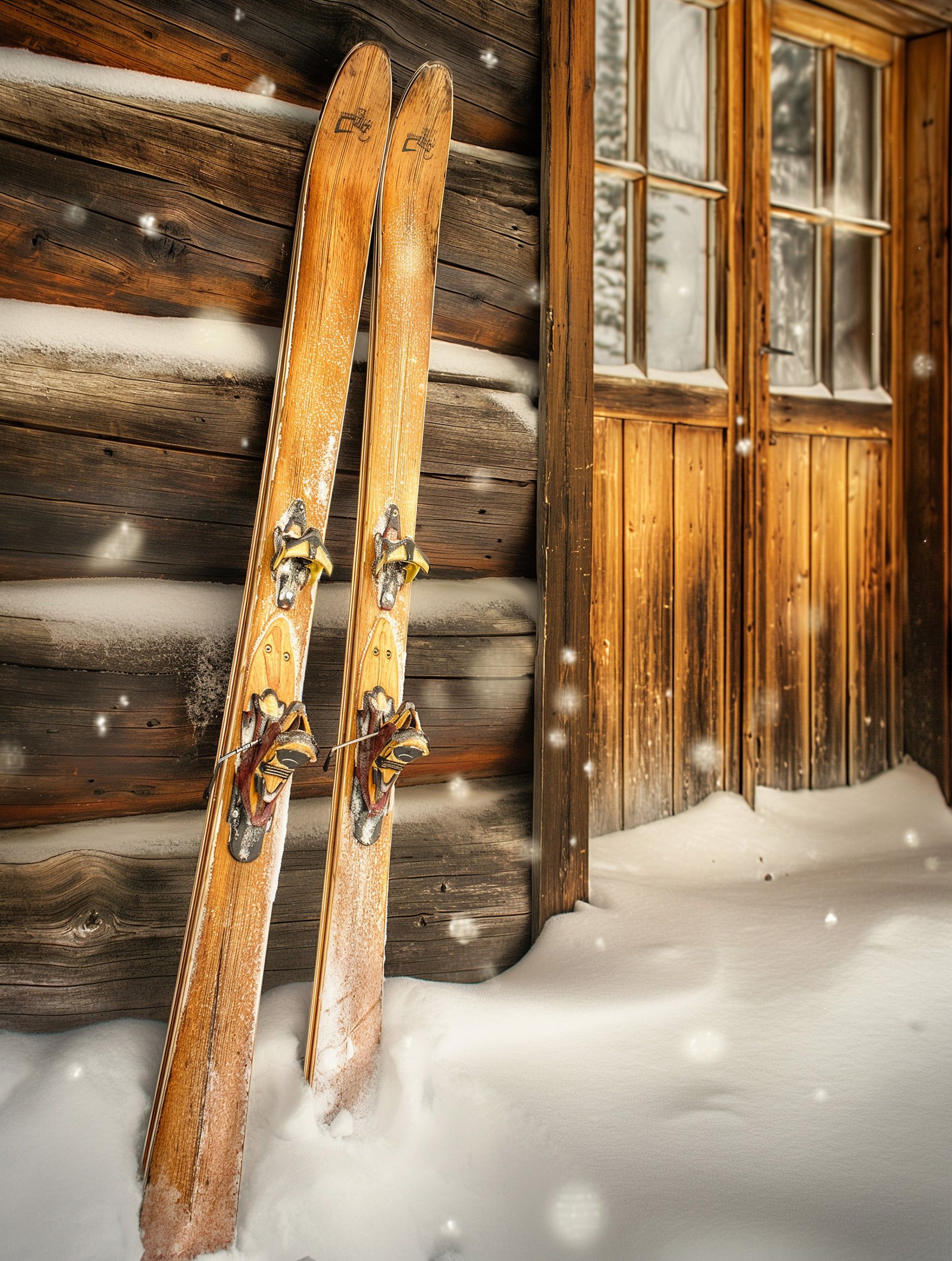 Ski Lodge 36x48 Gallery Wrapped Hand Embellished Giclee Canvas