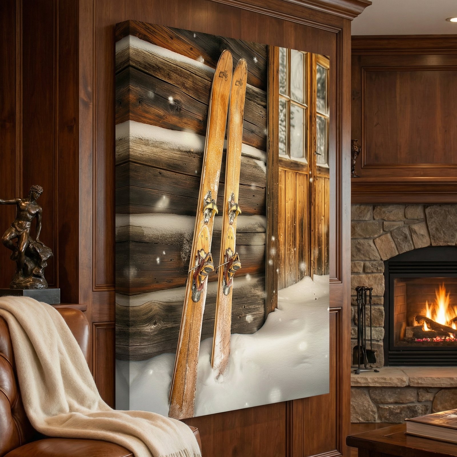 Ski Lodge 36x48 Gallery Wrapped Hand Embellished Giclee Canvas - Image 2
