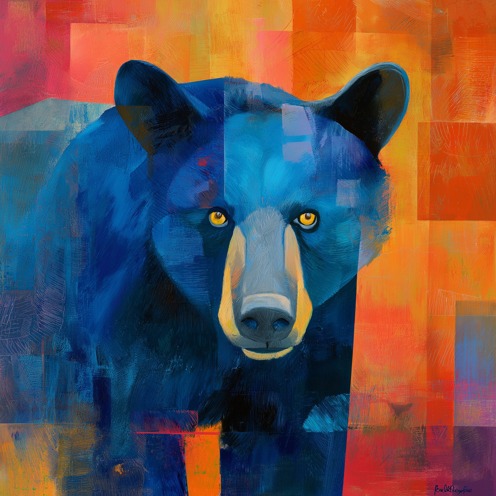 Modern Black Bear 36x48 Gallery Wrapped Hand Embellished Giclee Canvas - Image 3