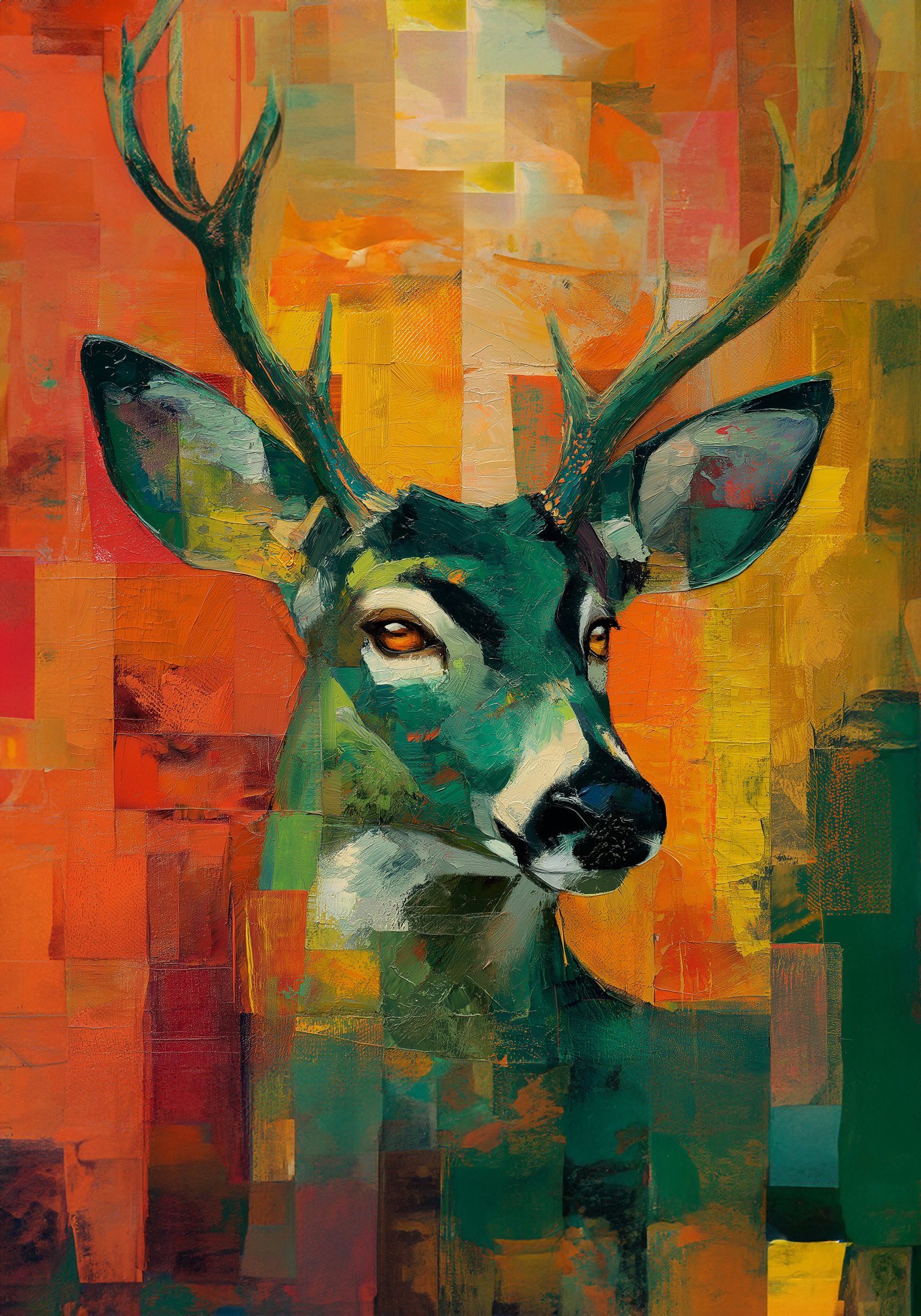 Modern Stag 36x48 Gallery Wrapped Hand Embellished Giclee Canvas - Image 3