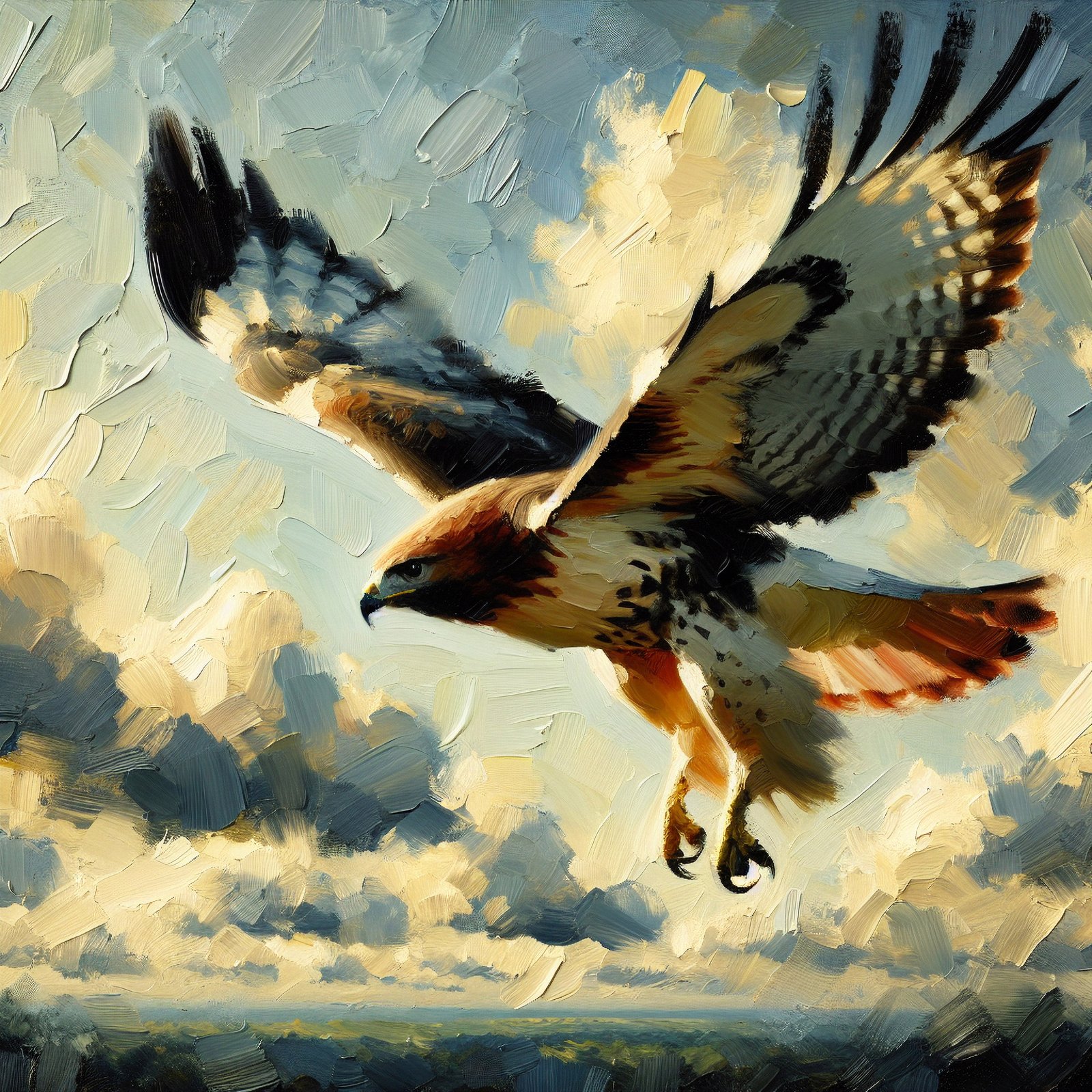 Flying Eagle 36x48 Gallery Wrapped Hand Embellished Giclee Canvas - Image 3