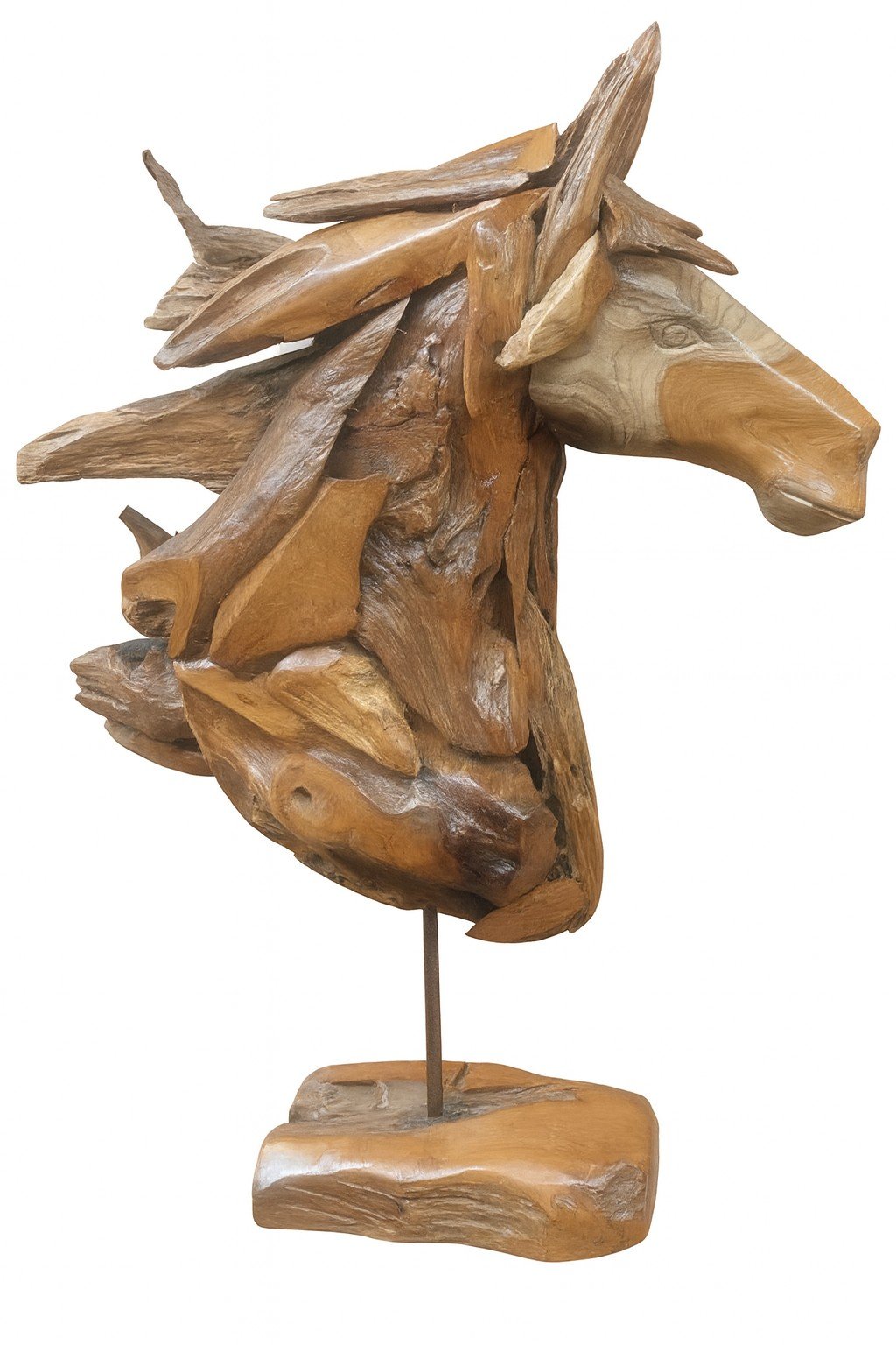 Teak Horse Head on Stand