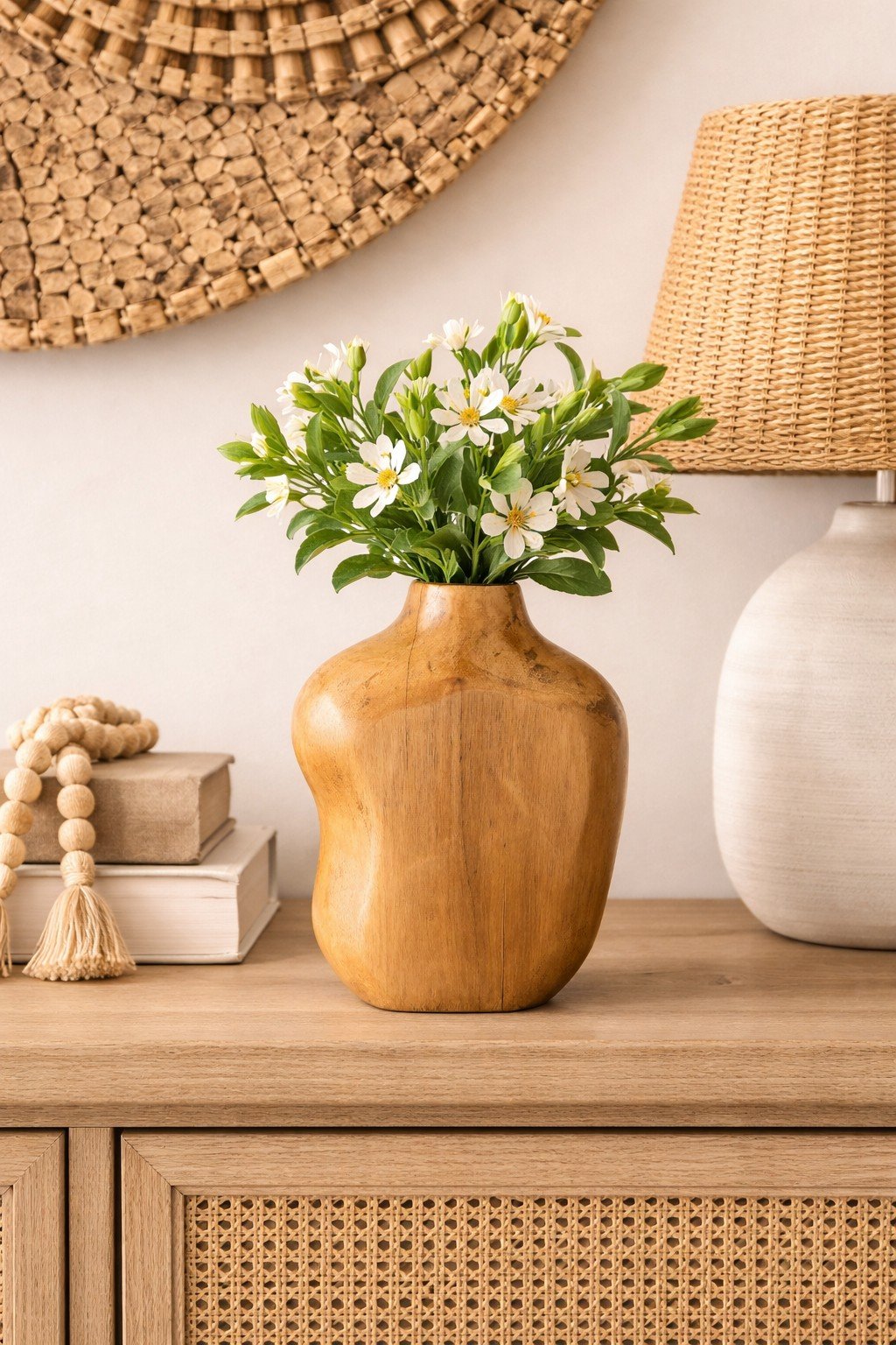 Teak Small Vase 9.5H