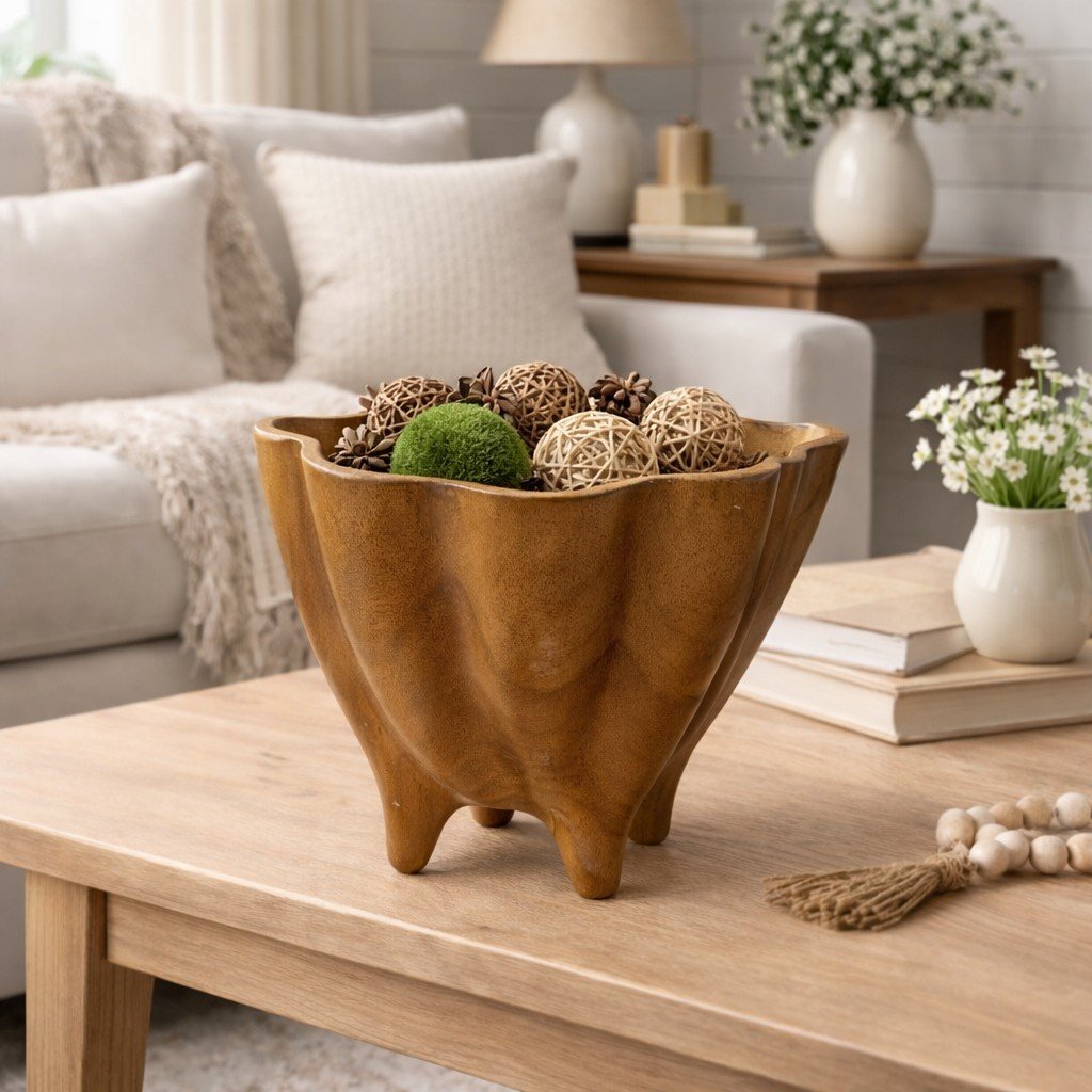 Teak Cascade Pedestal Bowl